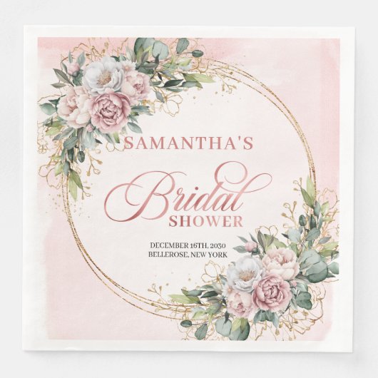 Charming rose gold dusty pink floral bridal shower (正面)
