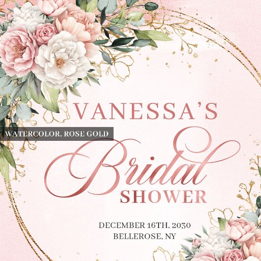 Charming rose gold dusty pink floral bridal shower
