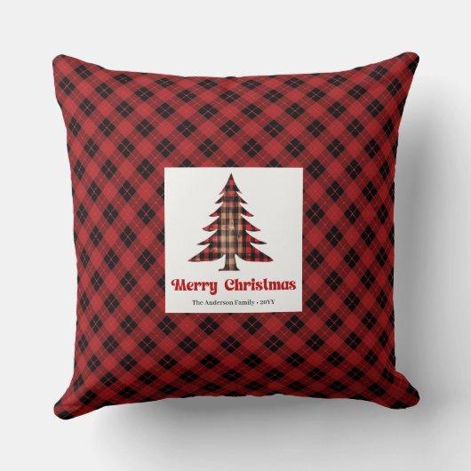 Charming Rustic Buffalo Plaid Custom Name Pillow クッション (裏面)