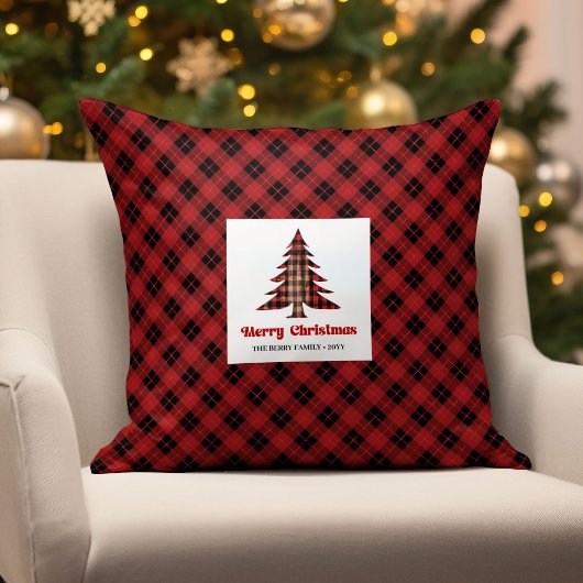 Charming Rustic Buffalo Plaid Custom Name Pillow クッション