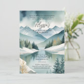 Charming Rustic Mountains Landscape Watercolor 招待状 (スタンド正面)