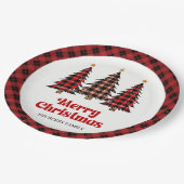 Charming Rustic Plaid Tree Christmas Paper Plates ペーパープレート (アングル)