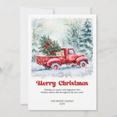 Charming Rustic Red Truck Christmas Scene Holiday  シーズンカード (正面)