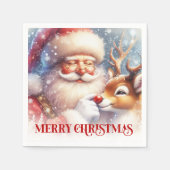 Charming Santa and Rudolph Christmas Party Dinner スタンダードカクテルナプキン (正面)