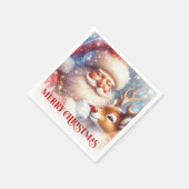 Charming Santa and Rudolph Christmas Party Dinner スタンダードカクテルナプキン (角)