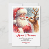 Charming Santa And Rudolph Scene Christmas Greetin シーズンカード (正面)