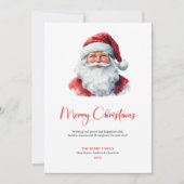 Charming Santa Claus Red Green Rustic Holiday Card シーズンカード (正面)