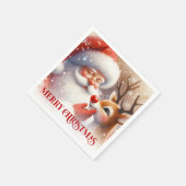 Charming Santa Claus Rudolph Holiday Party Dinner  スタンダードカクテルナプキン (角)