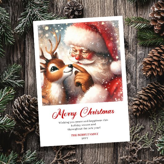 Charming Santa Claus Rudolph Humor Christmas Card シーズンカード