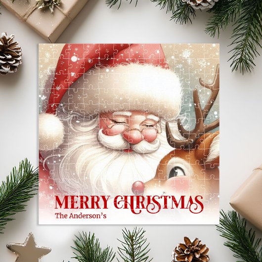 Charming Santa Claus Rudolph Personalized Kids  ジグソーパズル