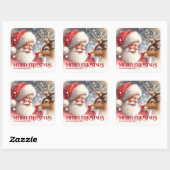 Charming Santa Claus Rudolph Personalized Kids   スクエアシール (シート)