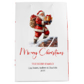 Charming Santa Claus Stylish Watercolor Gift Bags ミディアムペーパーバッグ (正面)