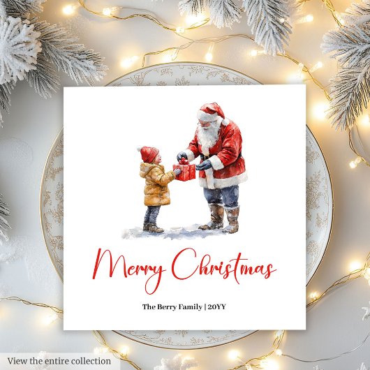 Charming Santa Claus Traditional Festive Dinner スタンダードランチョンナプキン