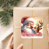 Charming Santa Rudolph Personalized Christmas Kids スクエアシール