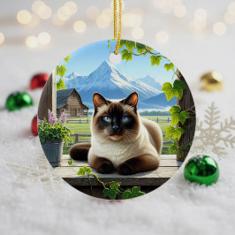 Charming Siamese Cat Keepsake セラミックオーナメント
