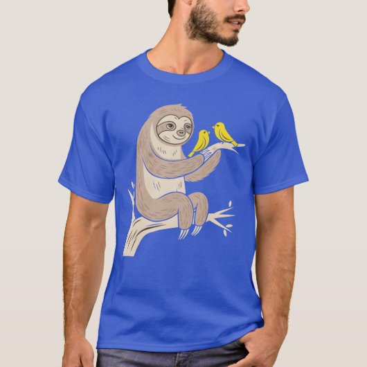 Charming Sloth with Birds on aree Branch friend Tシャツ (正面)