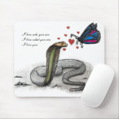 Charming Snake and Butterfly Love Mousepad マウスパッド (マウス)
