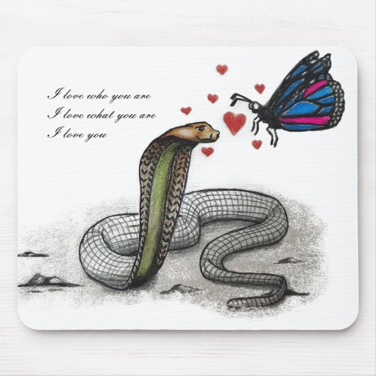 Charming Snake and Butterfly Love Mousepad マウスパッド (正面)