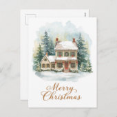 Charming Snow-Covered Christmas Farmhouse シーズンポストカード (正面/裏面)