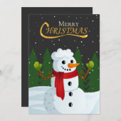 Charming Snowman Festive Forest Glitter Art シーズンカード (正面/裏面)