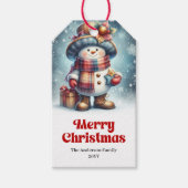 Charming Snowman Kids Gift Tag Personalized Xmas ギフトタグ (正面)