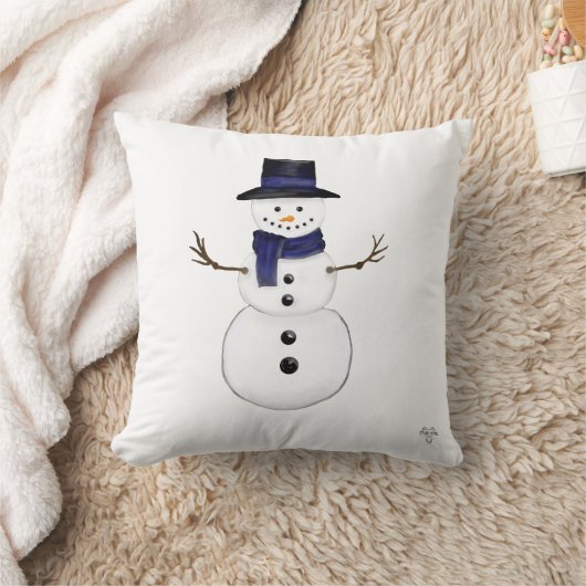 Charming Snowman Throw Pillow クッション (ブランケット)