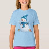 Charming Snowman" Winter Holiday Kids' T-Shirt Tシャツ (正面)