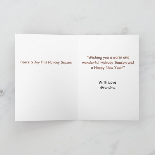 Charming snowmen serene winter landscape カード (内部)