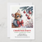 Charming snowy forest baby deer Christmas invite  招待状 (正面)