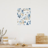 Charming Snowy Village with Woodland Animals ポスター (キッチン)