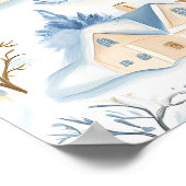 Charming Snowy Village with Woodland Animals ポスター (角)