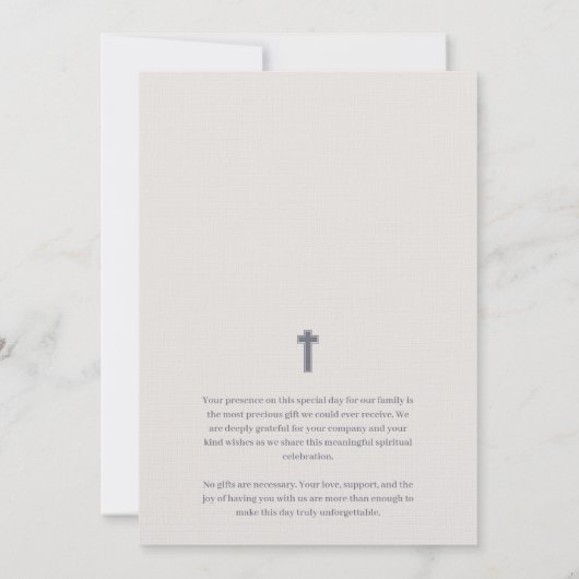 Charming Soft Botanical Floral Frame Baptism 招待状 (裏面)