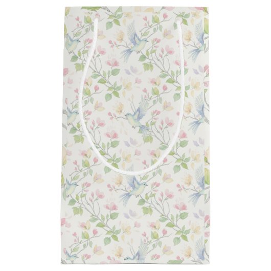 Charming Spring Bird and Floral  スモールペーパーバッグ (正面)