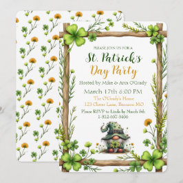 Charming Spring Clover & Gnome Invitation  招待状