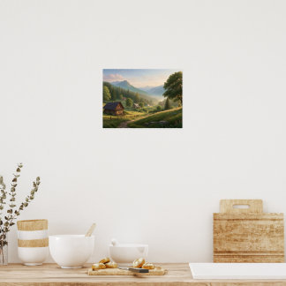 Charming Spring Village Path – Cozy Cottage Art ポスター