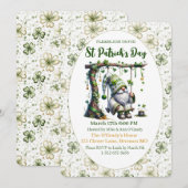Charming St. Patrick’s Day Gnome and Clovers 招待状 (正面/裏面)