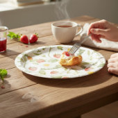 Charming Strawberry Daisy Botanical Watercolor  ペーパープレート