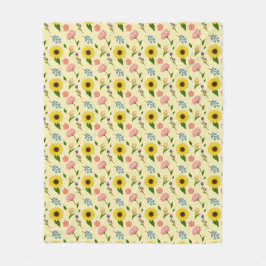 Charming Summer Meadow Floral pattern blanket フリースブランケット