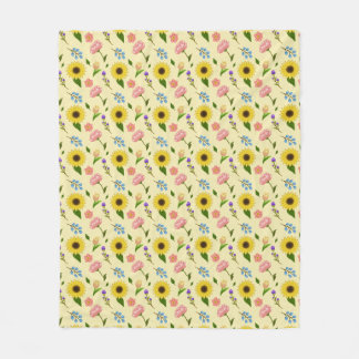 Charming Summer Meadow Floral pattern blanket フリースブランケット