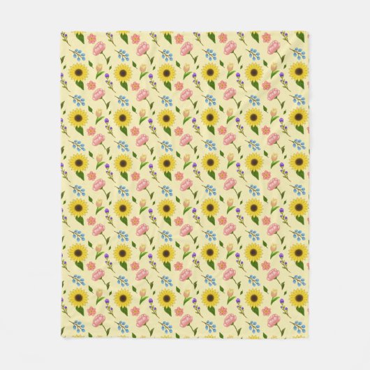 Charming Summer Meadow Floral pattern blanket フリースブランケット (正面)