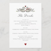Charming Swan Pair Love Wedding drinks Menu Card メニュー (正面)