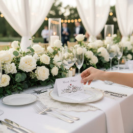 Charming Swan Pair Wedding Place Cards サンキューカード