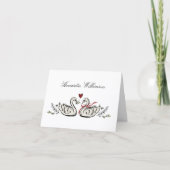 Charming Swan Pair Wedding Place Cards サンキューカード (正面)
