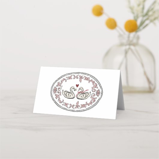 Charming Swan Pair Wedding Place Cards プレイスカード (裏面)