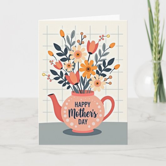 Charming Teapot Mothers Day Card カード (正面)