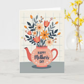 Charming Teapot Mothers Day Card カード (黄色い花)