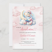 Charming Teddy Bear Baby Shower Invite Cloud 9 招待状 (正面)