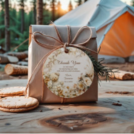 Charming Teddy Bear Floral Baby Shower Thank You フェイバータグ