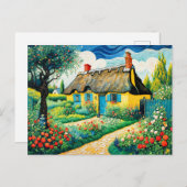 Charming Thatched Cottage with Lush Garden シーズンポストカード (正面/裏面)