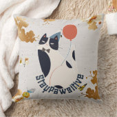 Charming Tuxedo Cat Stay Pawsitive Elegant Throw P クッション (ブランケット)